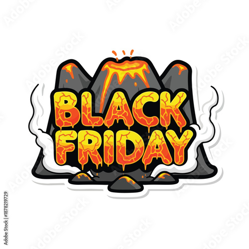Black Friday Sale Text on Volcano.