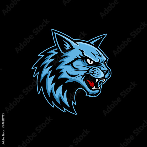 Wallpaper Mural Aggressive Blue Wildcat Mascot Logo for Esports and Sports Teams Torontodigital.ca