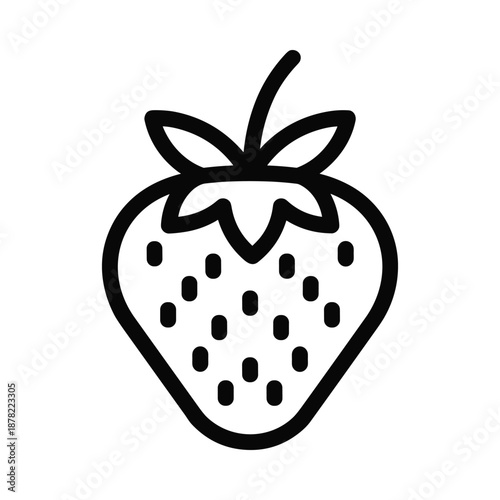 Black and white strawberry icon illustration