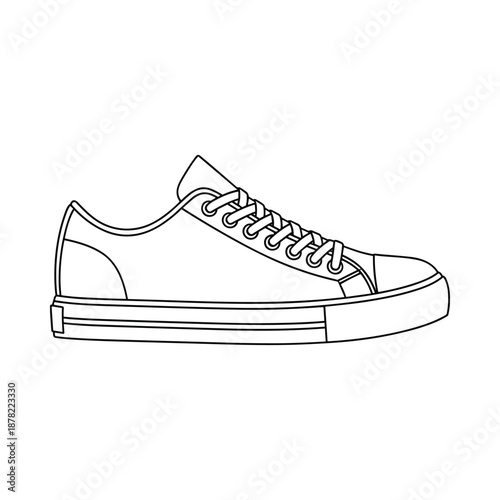 Simple Line Drawing of a White Sneaker