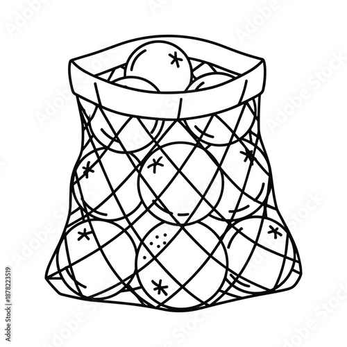 Tennis balls in a net bag vector illustration