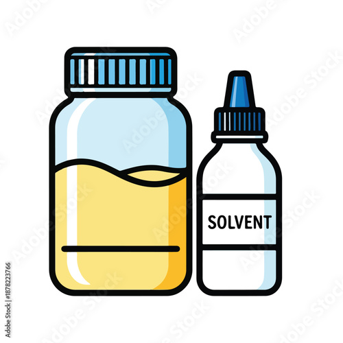 Bottles of Liquid and Solvent.