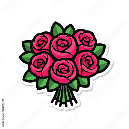 Bouquet of Pink Roses Illustration.