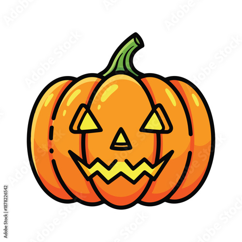 Carved Halloween Pumpkin with Spooky Face.