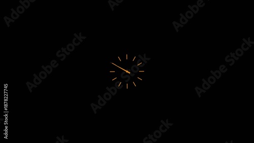 Orange glowing digital clock showing three oclock with bright tick marks on a dark Generate title without using the word 