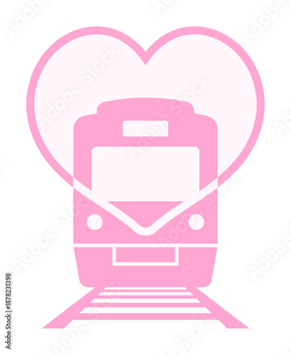 電車とハートのリングのアイコン