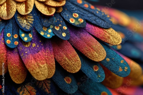 A close-up of Mexican folk art craft with bright gradient colors