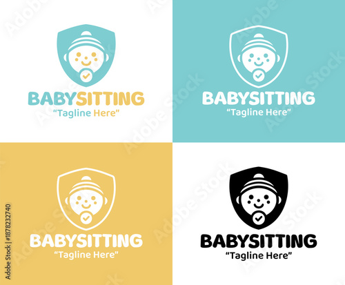 Babysitting Service Logo Modern Minimalist Childcare Identity