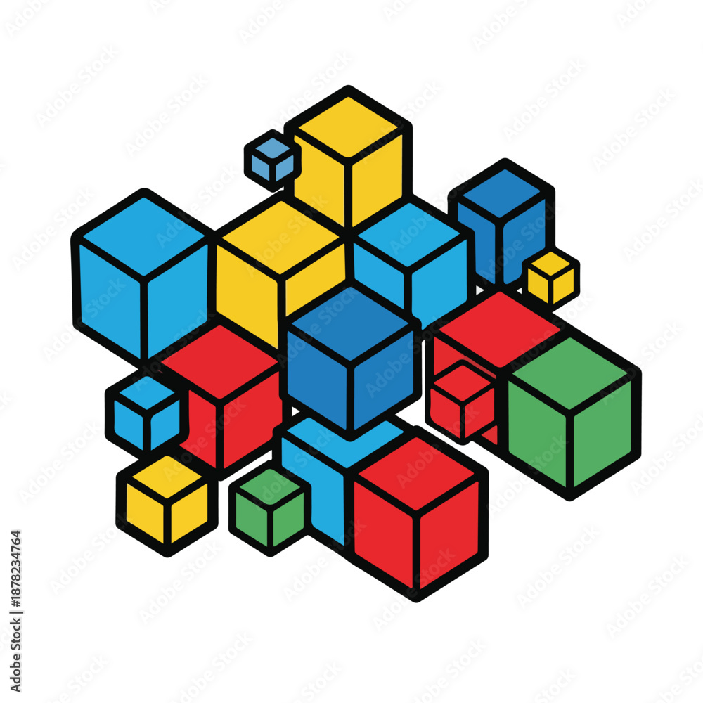 Obraz premium Colorful 3D Cubes Illustration Artwork Design.