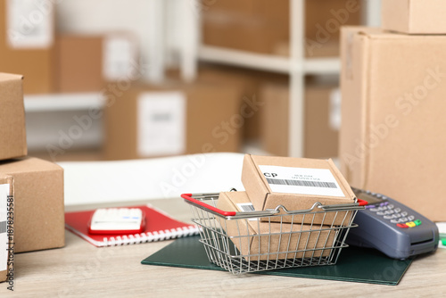 Shopping basket with parcel...