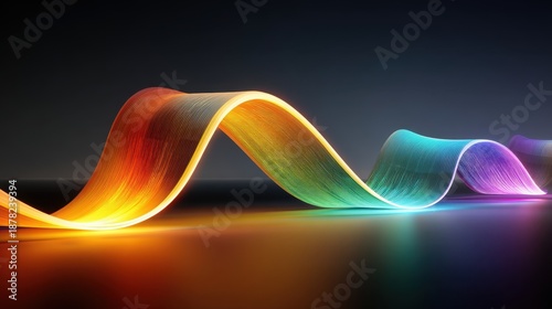 Colorful Wave Design with Light Effects on a Dark Background