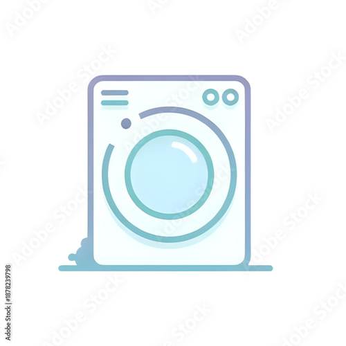 Simple illustration of a washing machine with clean clothes spilling out