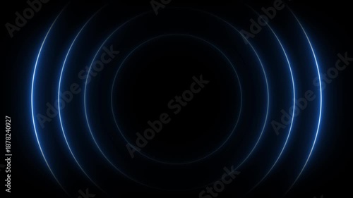 Abstract neon circle radio waves looping background. Abstract neon circle radio waves looping background.Abstract neon radio waves signal.
