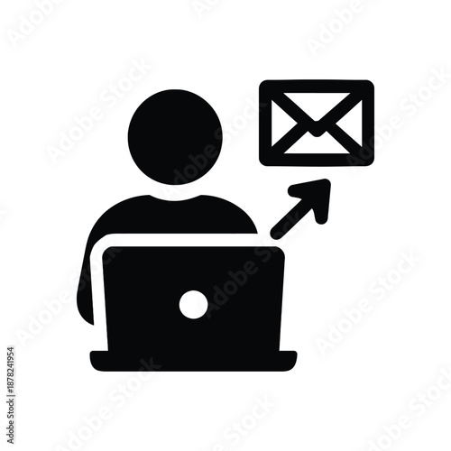 man with email sign email delivery silhouette icon