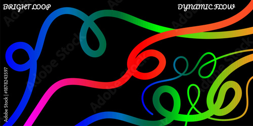 Energetic abstract wave lines with colorful gradient glow