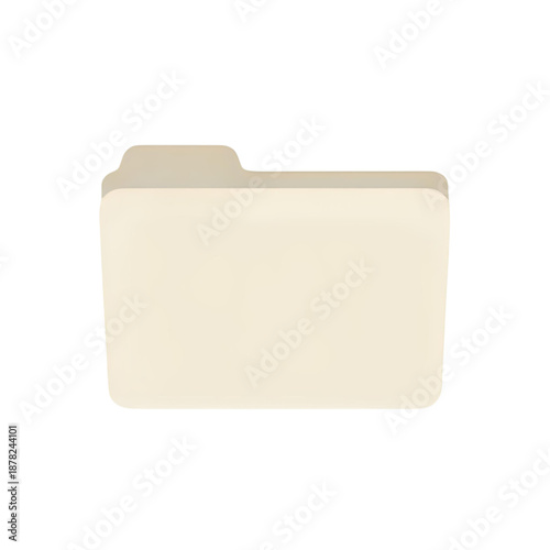 A simple beige file folder viewed from the front with a tab on top