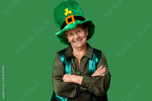 Senior woman in leprechaun ...
