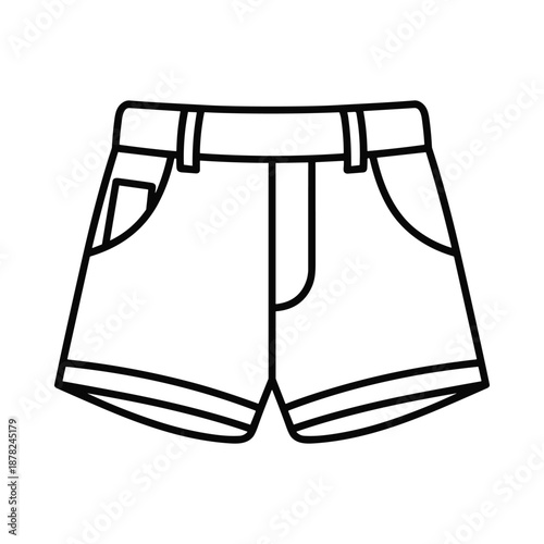 Simple black and white illustration of mens shorts