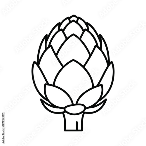 Black and white simple artichoke icon illustration