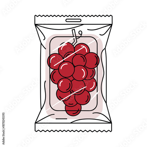 Red candies in a transparent plastic bag