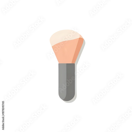 Cosmetic brush illustration with soft bristles and sleek handle, viewed from the side