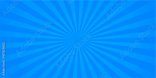 Abstract blue sunburst background with bright vector rays and glowing sunlight beams creating a creative summer sky design wallpaper pattern
