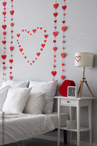 Interior of light bedroom w...