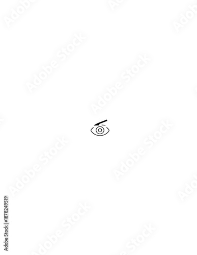 A minimalist illustration of an eye with an eyelid and eyebrow