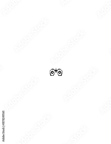 A simple line drawing of a pair of goggles on a white background