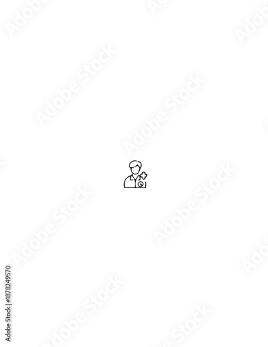 A simple line drawing of a doctor or medical professional