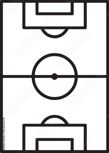 Minimalist line art drawing of a soccer field icon