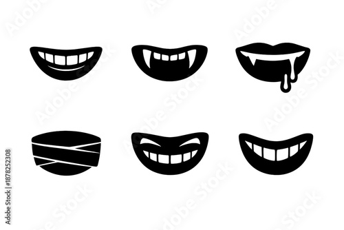 Spooky monster mouths and smiles collection for Halloween costume masks or party decorations