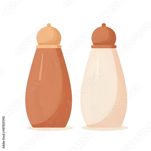 Bottles of different colored liquids with matching caps standing side by side