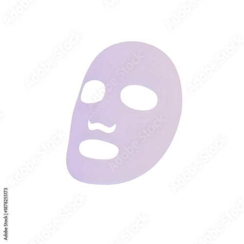 A minimalist illustration of a face mask on a person's face from a front viewpoint, relaxing and rejuvenating the skin