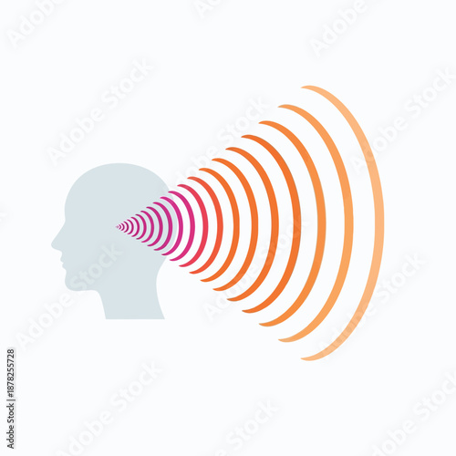 Human Head Silhouette Emitting Sound Waves