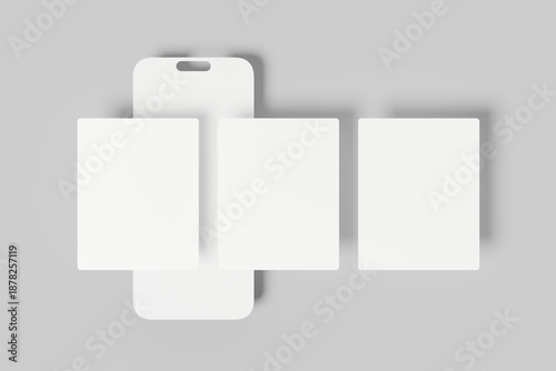 Minimalist Smartphone Mockup Displaying Three Social Media Layouts