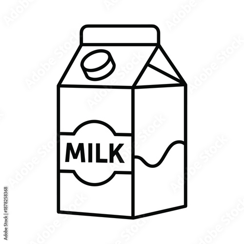 Milk carton illustration simple black white design