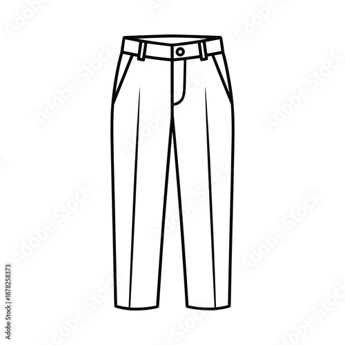 Black and white illustration of men's trousers on white background