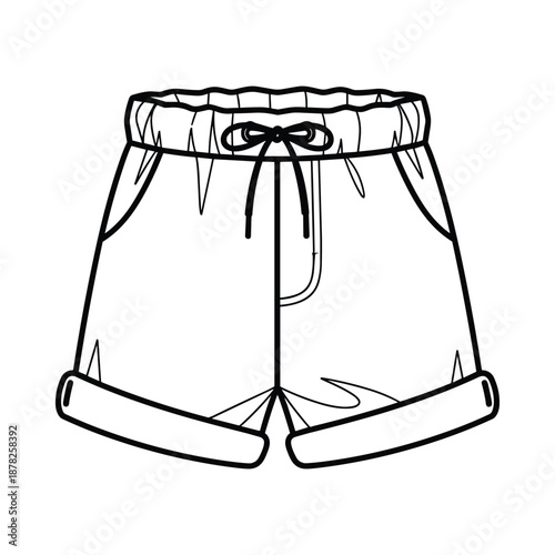 Black and white illustration of boxer shorts on white background