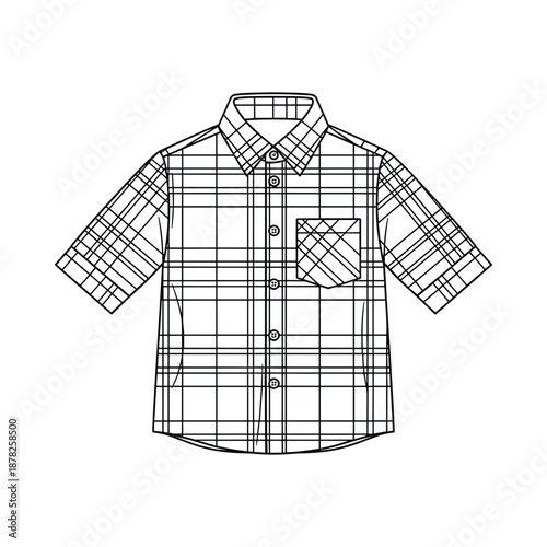 Black and white plaid shirt illustration on white background