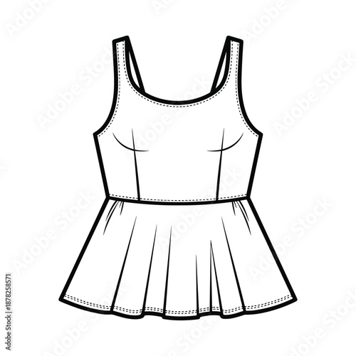 Black and white illustration of a tennis dress