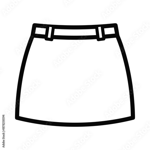 Black and white simple illustration of a short skirt