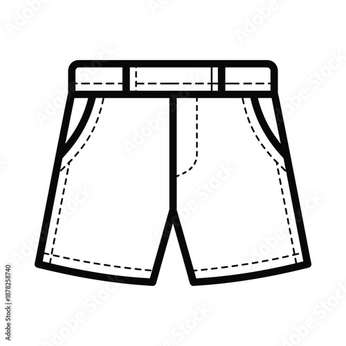 Black and white illustration of shorts template