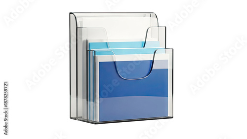 Clear Acrylic Desk Organizer with Blue Folders