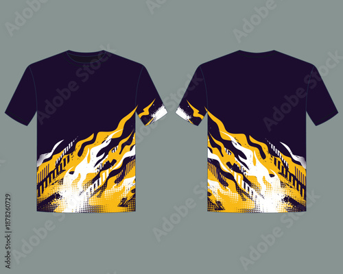 jersey design template with abstract fire  print pattern
