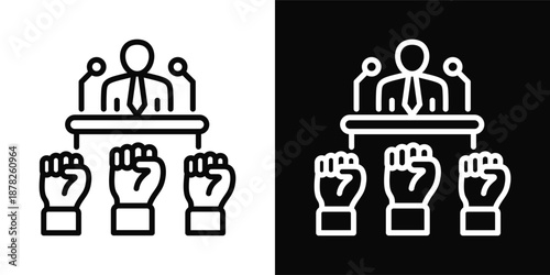 Tableau sur toile Caucus Icon White And Black Background Style