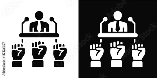 Tableau sur toile Caucus Icon White And Black Background Style