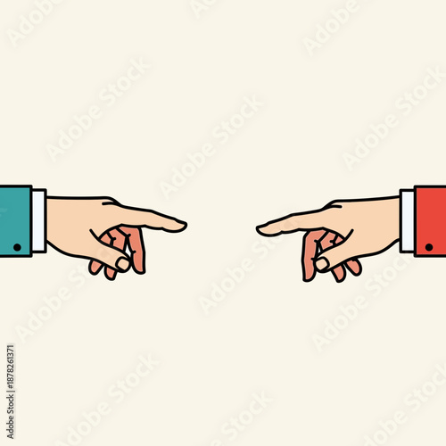 Two hands pointing fingers at each other, business concept