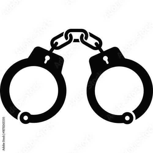 a pair of black handcuffs on a white background