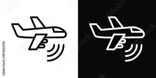 Unmanned Aerial Vehicle Icon White And Black Background Style